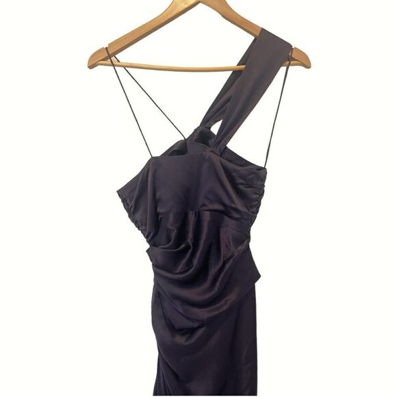 THE SEI Silk One-Shoulder Cut-Out Gown in Fig Color - Picture 14 of 15